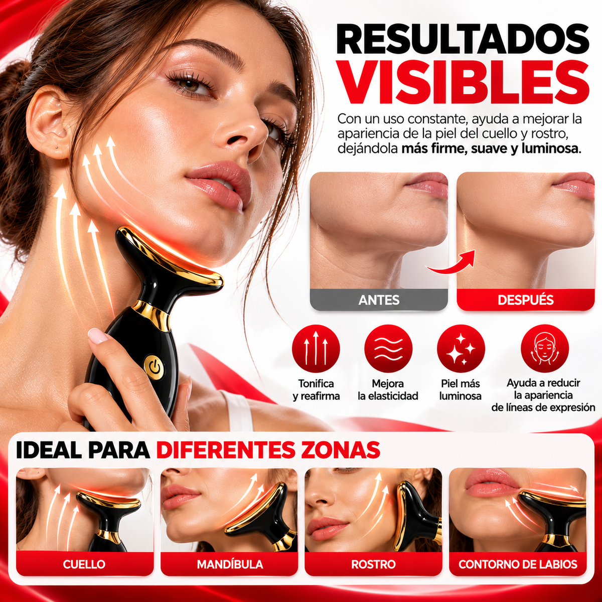 Masajeador Facial y de Cuello – Negro & Dorado ✨