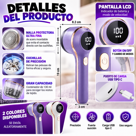 Quitapelusas Eléctrico Recargable con Pantalla LCD ✨